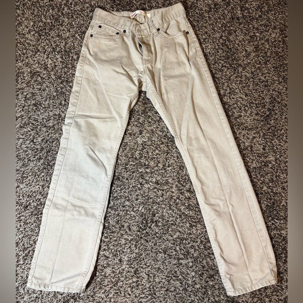 Beige Straight-Leg Jeans